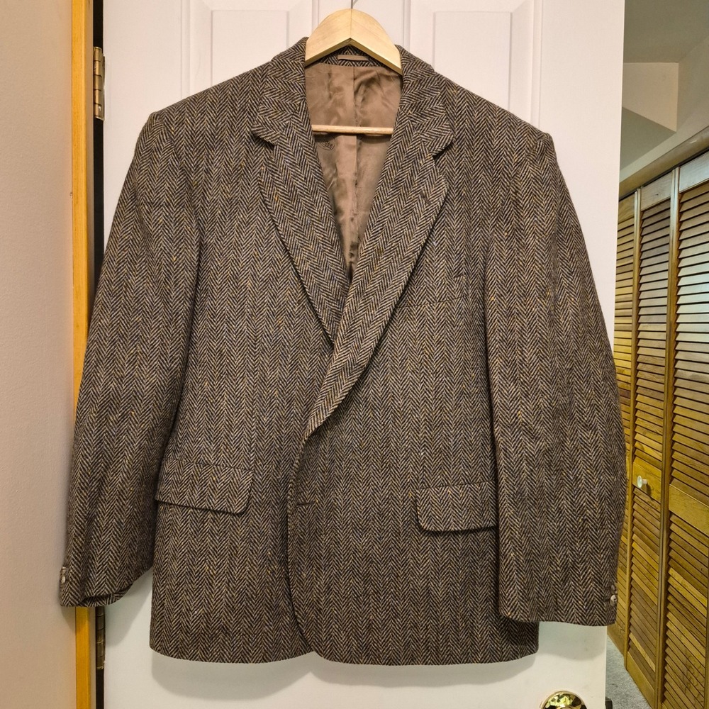 Magee Donegal Tweed Blazer Mens Brown Herringbone Handwoven Wool Jacket Ireland